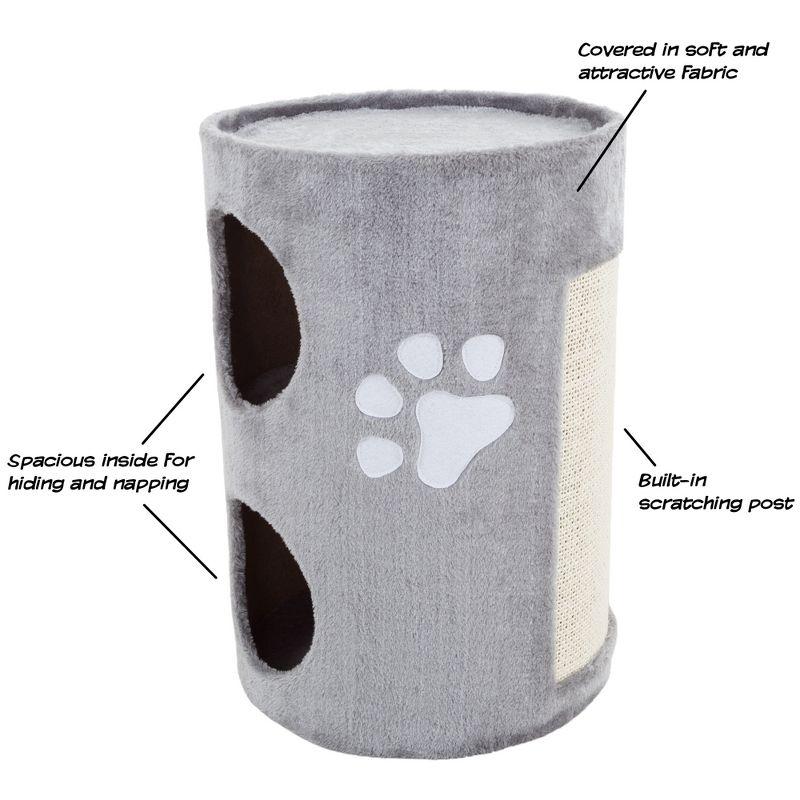 Pet Adobe Two-Story Cat Condo With Scratching Pad - Gray