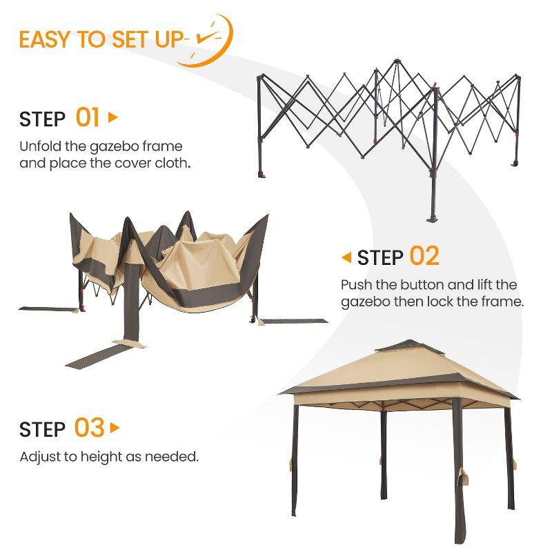 Yaheetech 11×11 FT Adjustable Pop-Up Gazebo Tent with Carry Bag & Sandbags & Guy Lines & Ground Stakes