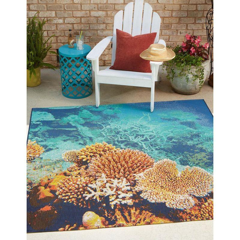 Unique Loom 6' 0 x 6' 0 Square Multi Outdoor Coastal Ariel Area Rug