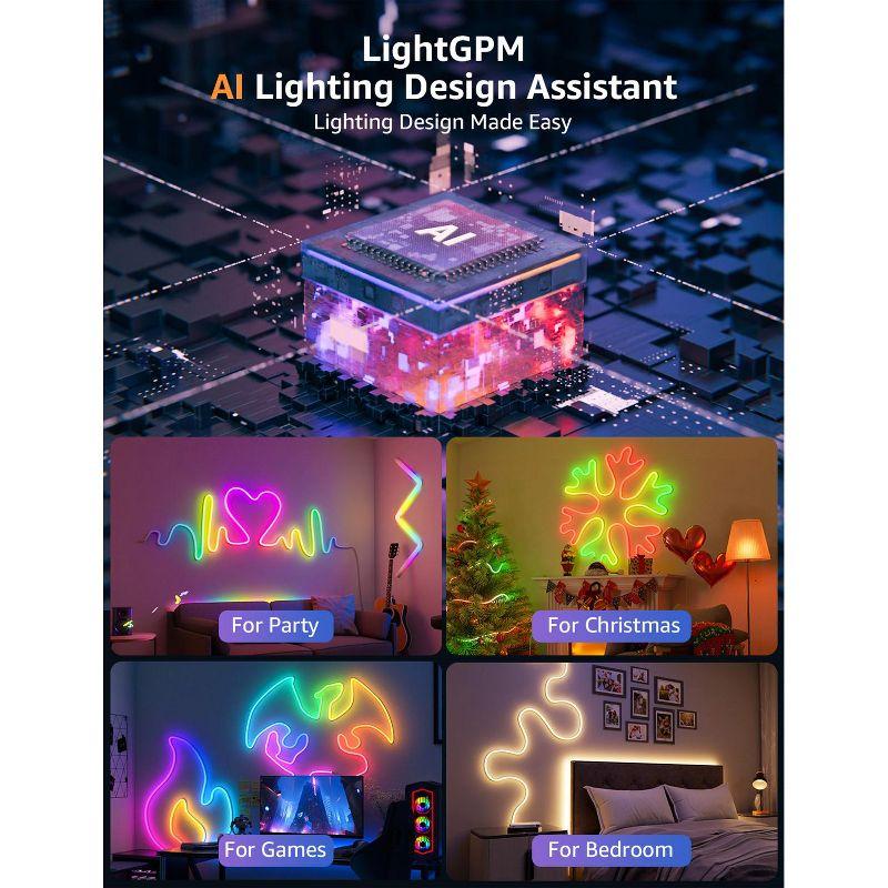 Lepro Lepro N1 AI Smart RGB Rope Lights, LLM AI Generated Lighting, LightBeats Music Sync, Color Segment DIY, Voice Control Via App, Wi-Fi & Bluetooth LED Strip Lights (Set of 6)