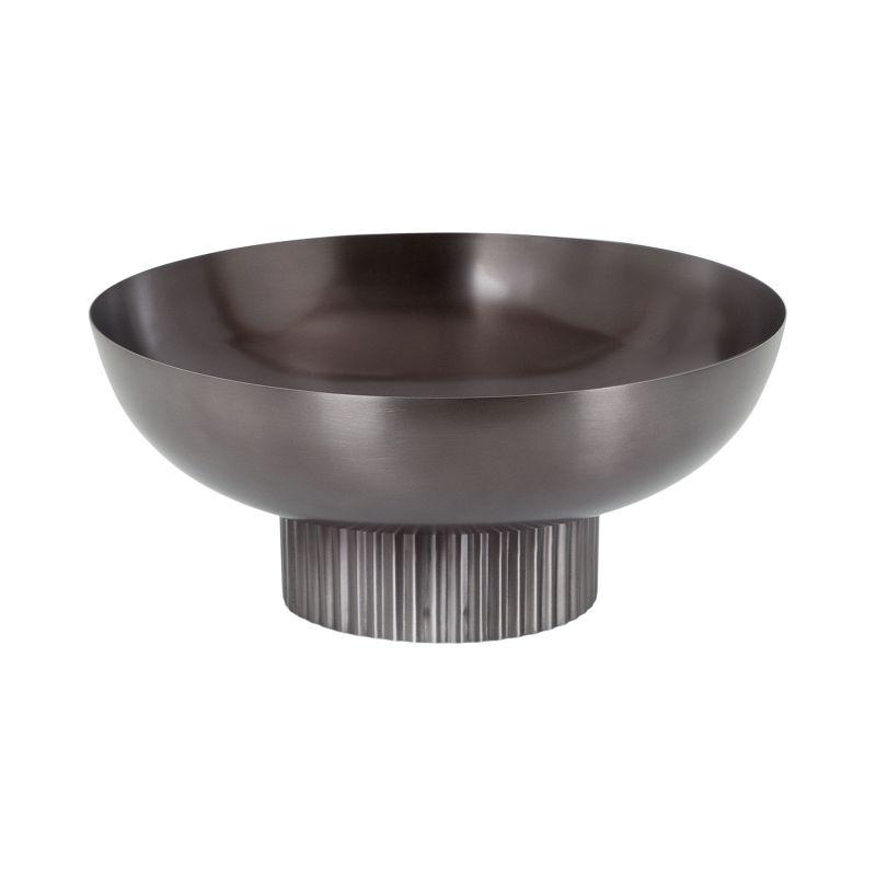 Kate and Laurel Rooks Ribbed Metal Bowl, 12x12x5, Pewter