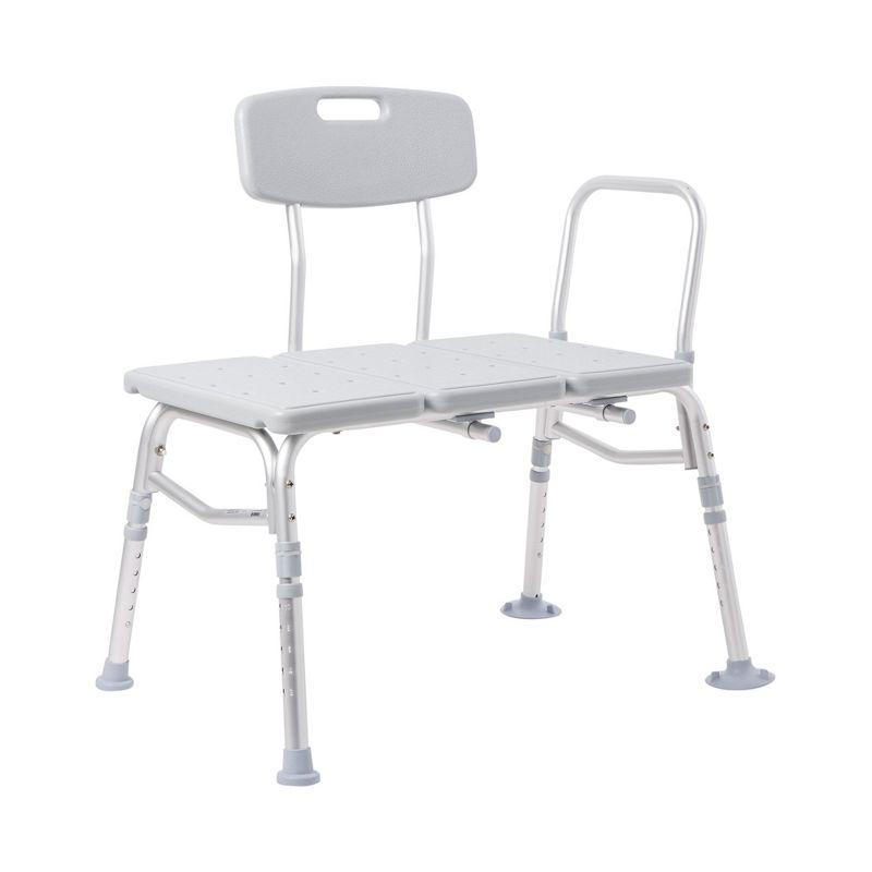 Adjustable Height Gray Plastic Bath Transfer Bench