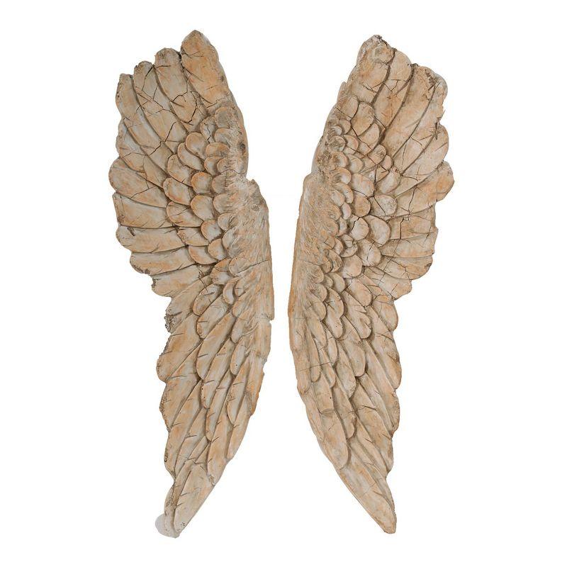 Set of 2 Soar Angel Wings Wall Arts Natural - A&B Home: Transitional Style, MDF, Vertical Orientation, Mixed Media, Includes Hardware