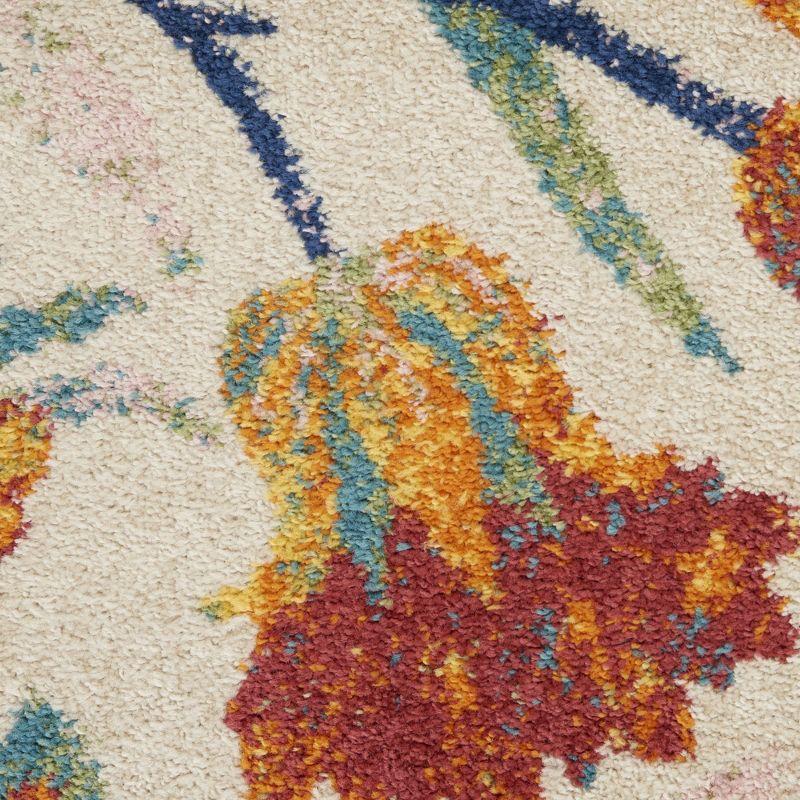 Ivory Multicolor Floral 9' x 12' Synthetic Area Rug