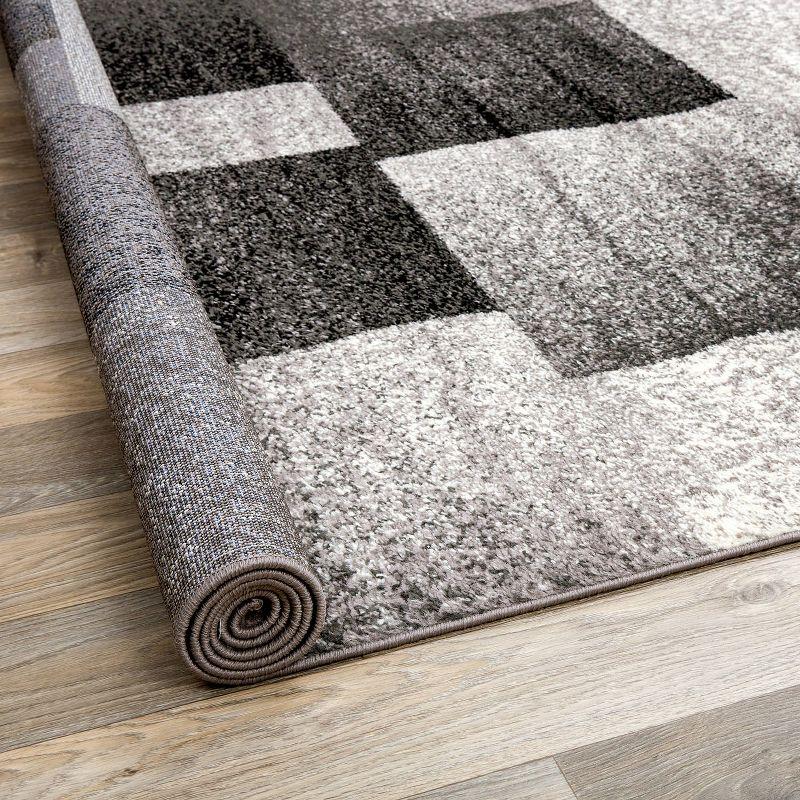 World Rug Gallery Contemporary Modern Geometric Boxes Area Rug - Gray 7'10" x 10'