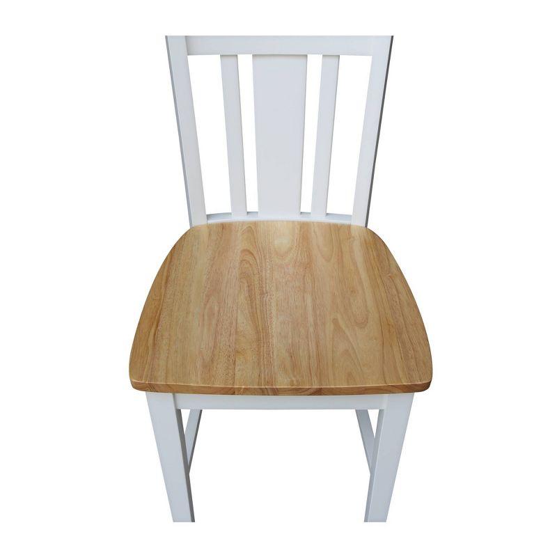 International Concepts 24" San Remo Counter Height Barstool White/Natural: Hardwood Frame, Armless Design, Fixed Seat Height