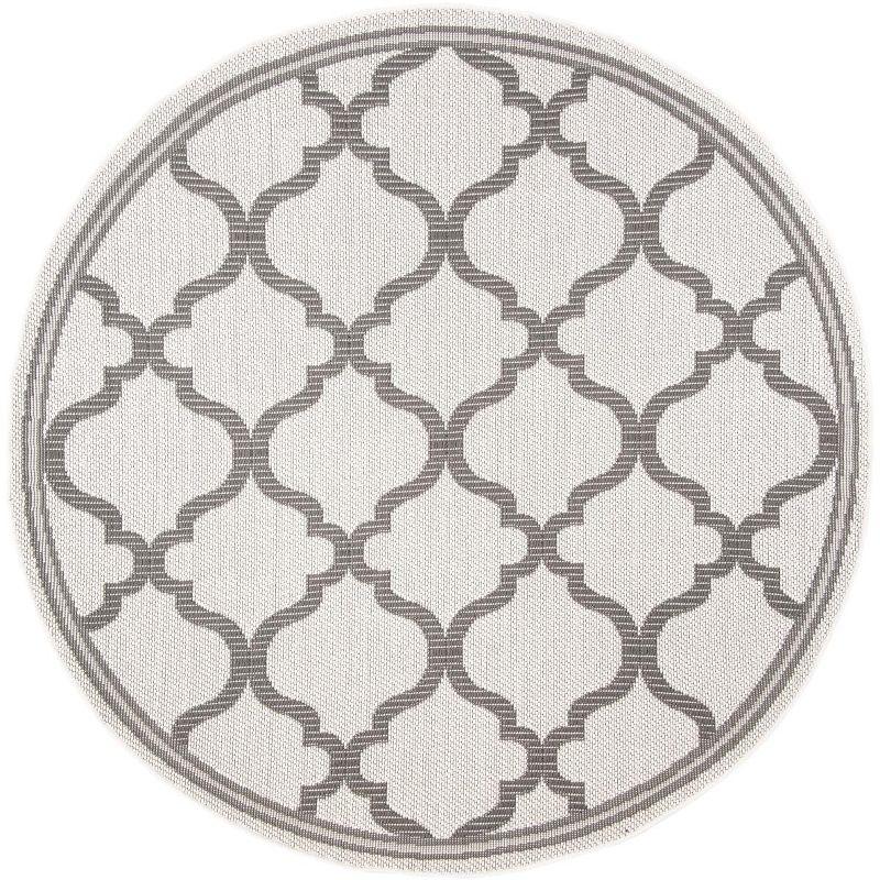 Bermuda BMU810 Power Loomed Indoor/Outdoor Machine Washable Area Rug - Ivory/Grey - 6'7" Round - Safavieh