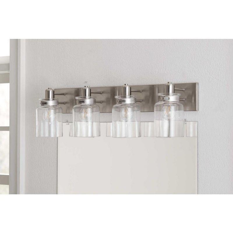 Progress Lighting Calhoun 4-Light Bath Vanity, Brushed Nickel, Clear Glass Shade