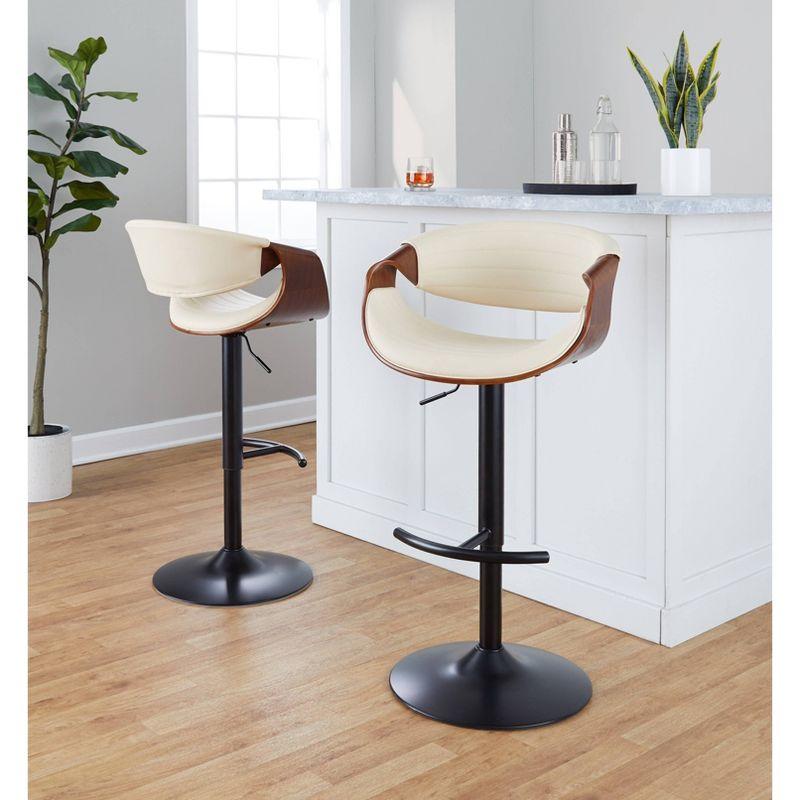 Swivel Upholstered Adjustable Height Counter Stool with Metal Frame