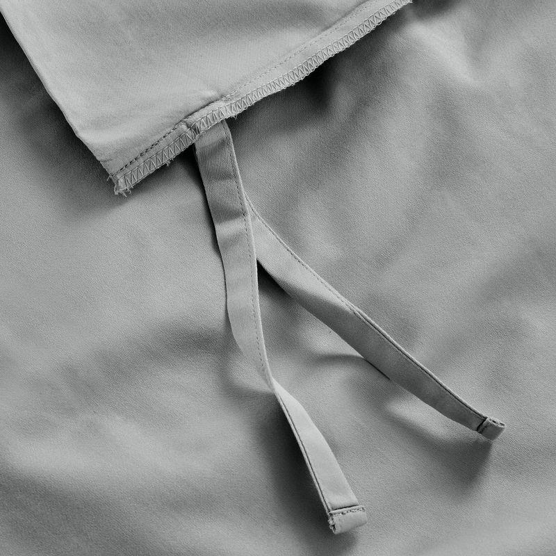 Dark Gray Duvet Cover Full / Queen - 400 Thread Count , 100% Pure Cotton Comforter Cover and Two Pillow Shams, with Button Closure and Corner Ties