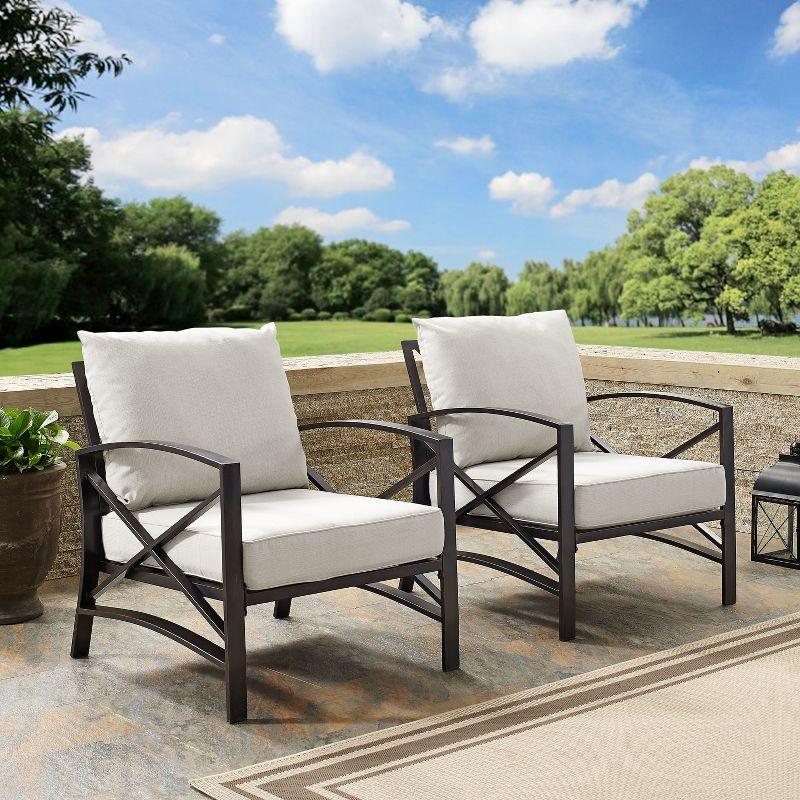 2pc Kaplan Outdoor Chair Set Oatmeal - Crosley: Steel Frame, UV-Resistant Cushions, Patio Seating
