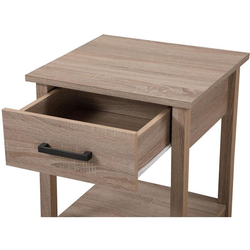 Salem Sandle Wood Modern Nightstand with Open Shelf and Drawer