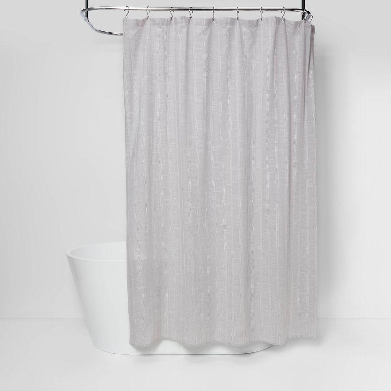 Gray Cotton Tonal Striped Shower Curtain