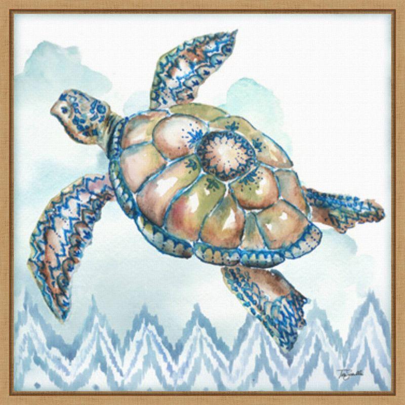 Amanti Art Boho Shells I Sea Turtle by Tre Sorelle Studios Framed Wall Art Print