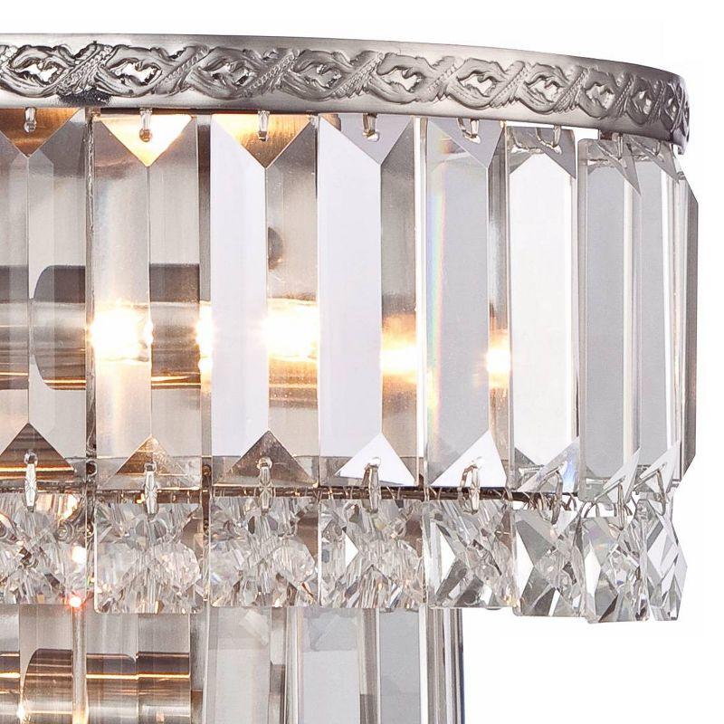 Vienna Full Spectrum Magnificence Modern Wall Light Sconce Satin Nickel Hardwire 10" 2-Light Fixture Tiered Crystal for Bedroom Bathroom Vanity Home