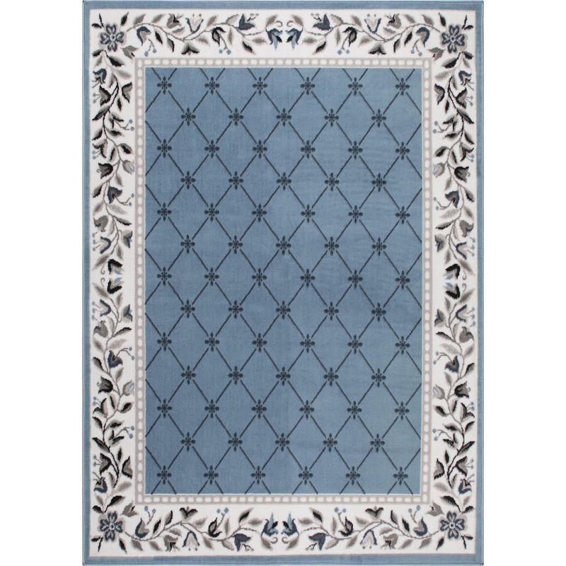 Aydin Blue and Ivory Synthetic Traditional Area Rug