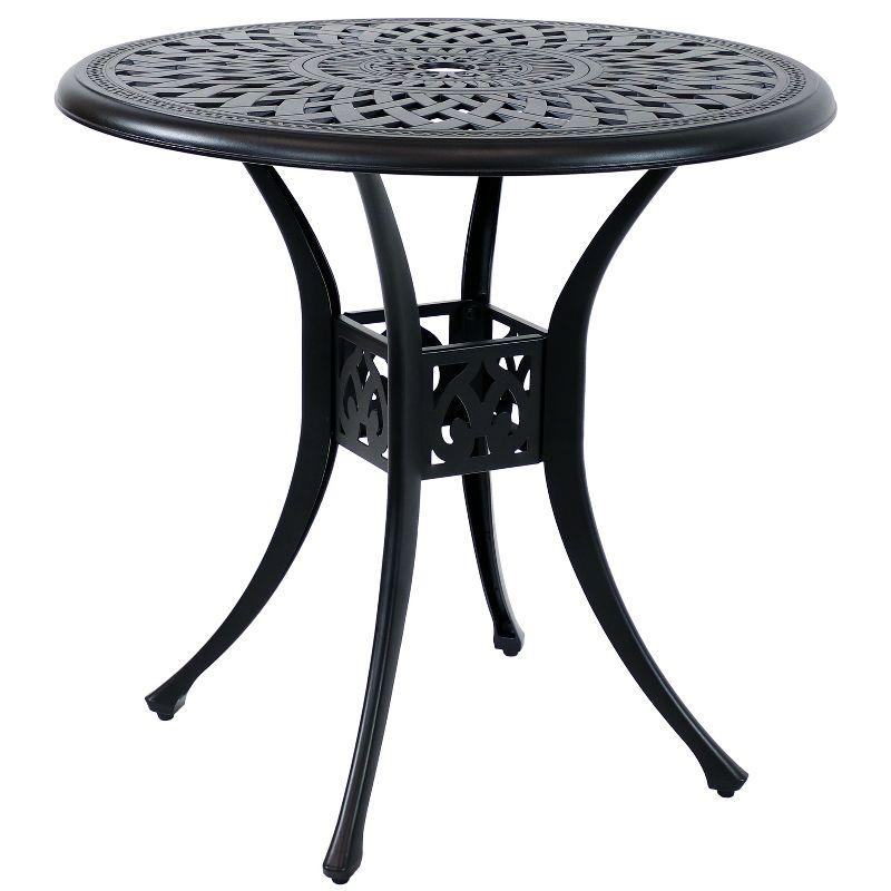 Sigonella 30.75" Black Cast Aluminum Round Outdoor Patio Table