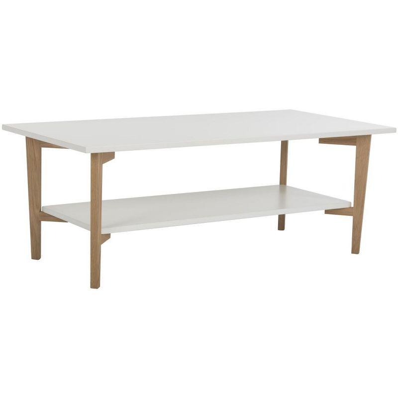 Caraway Rectangle Coffee Table - White/Oak - Safavieh