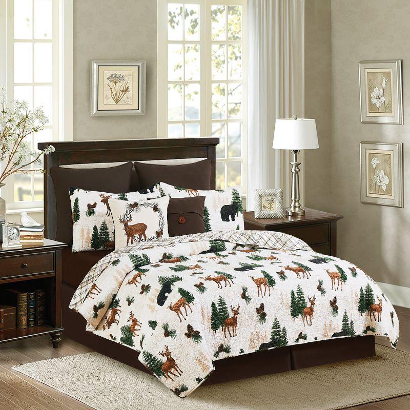 Noland Pines Brown Cotton Reversible Full Quilt Set