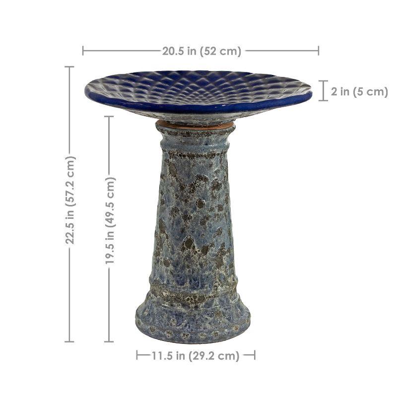 Red Barrel Studio® Trenasia Freestanding Ceramic Outdoor Bird Bath with UV-Resistant Blue Lava Finish