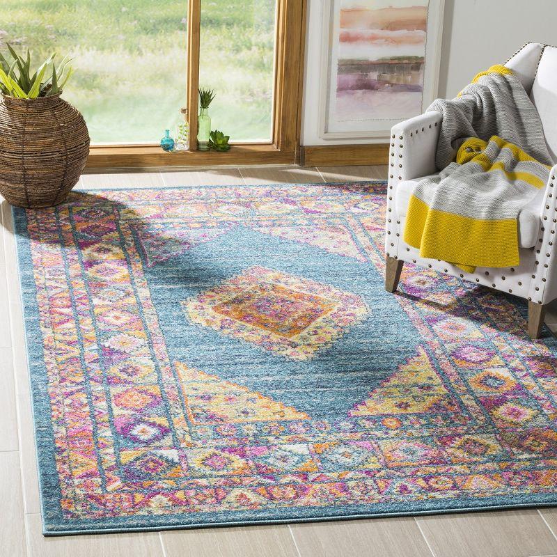 Madison MAD133 Power Loomed Indoor Area Rug - Light Blue/Orange - 6'x9' - Safavieh