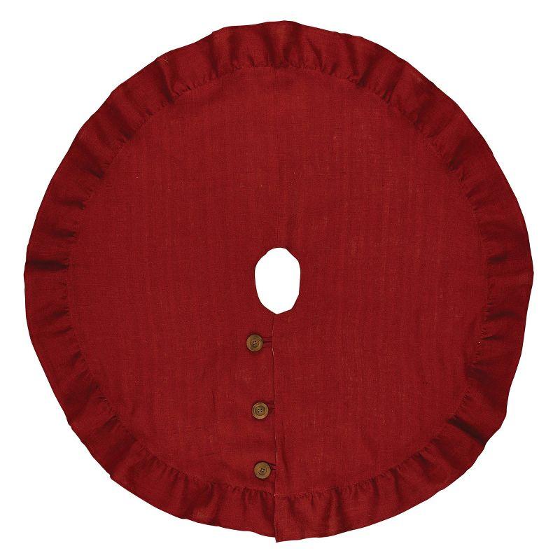 Park Designs Jute Burlap Tree Skirt with buttons - 60" - Red