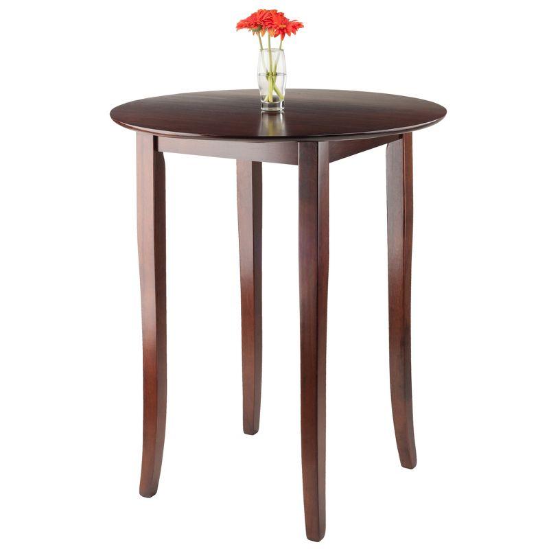 Fiona Round High/Pub Table Antique Walnut - Winsome: Solid Wood, 4-Seat, Breakfast Nook