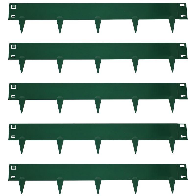 Sunnydaze Outdoor Lawn and Garden Heavy-Duty Steel Metal Flexible Landscape Edging Borders - 16' - Green - 5pk