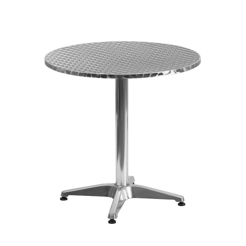 Sleek 27.5'' Round Silver Stainless Steel Indoor-Outdoor Table