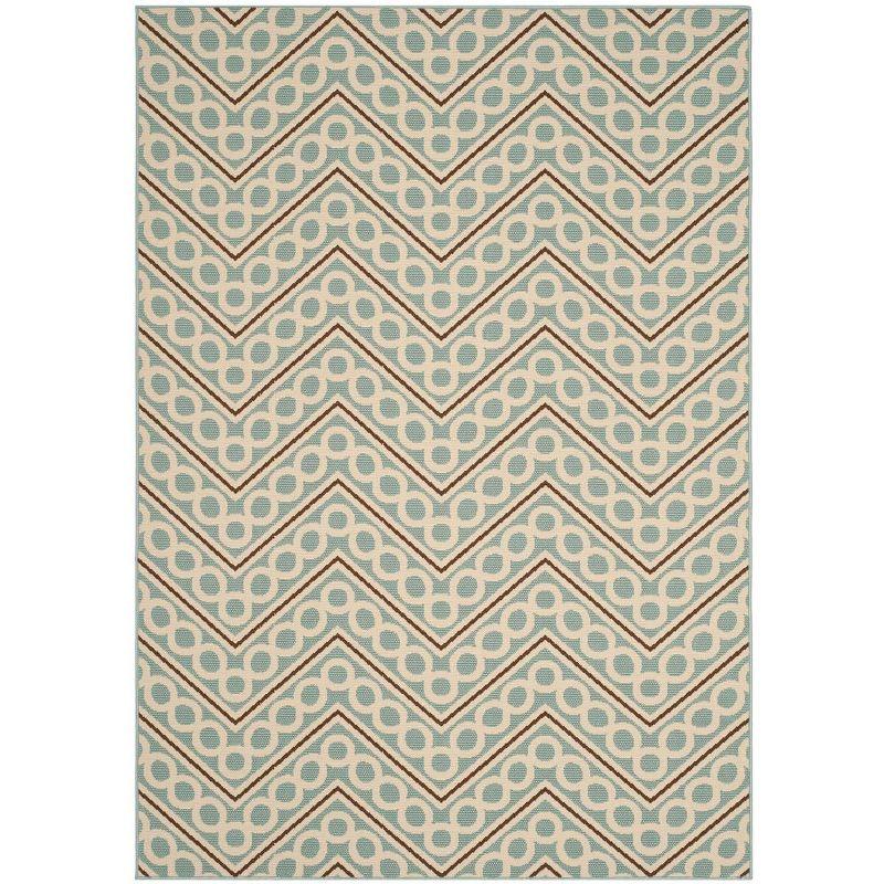 Hampton HAM513 Power Loomed Indoor/Outdoor Area Rug - Light Blue/Ivory - 5'1"x7'7" - Safavieh.