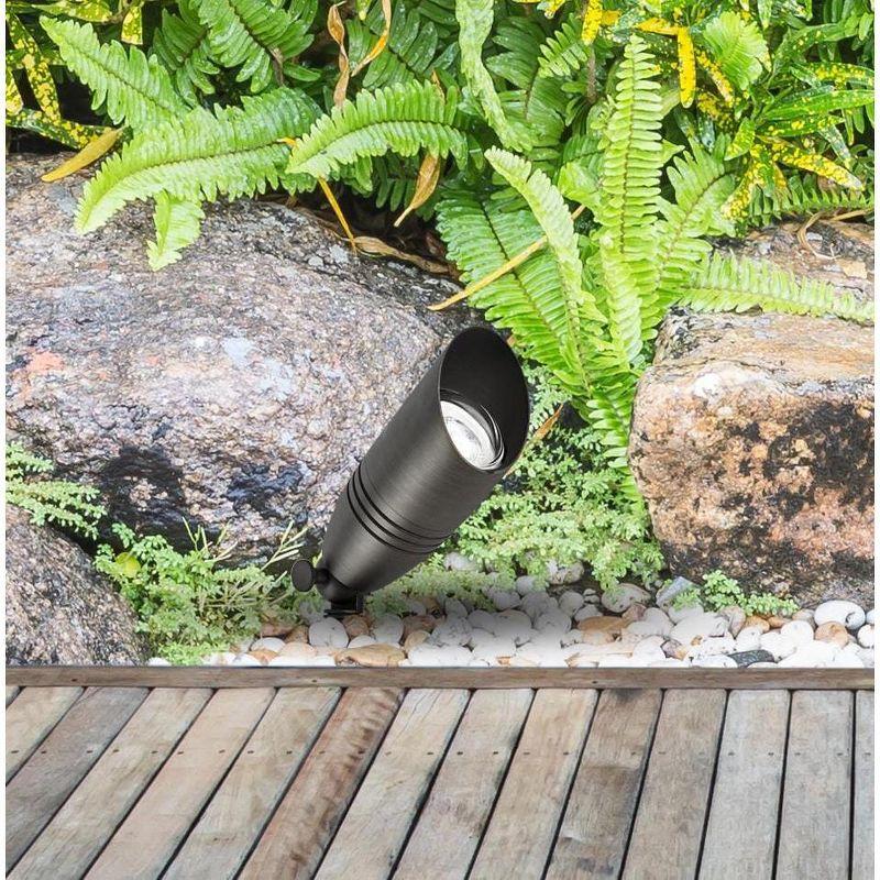 Elegant Lighting Outdoor 12V Cast Brass spot light 3 inch Wide x 8.5 inch High in Dark Bronze with spring
