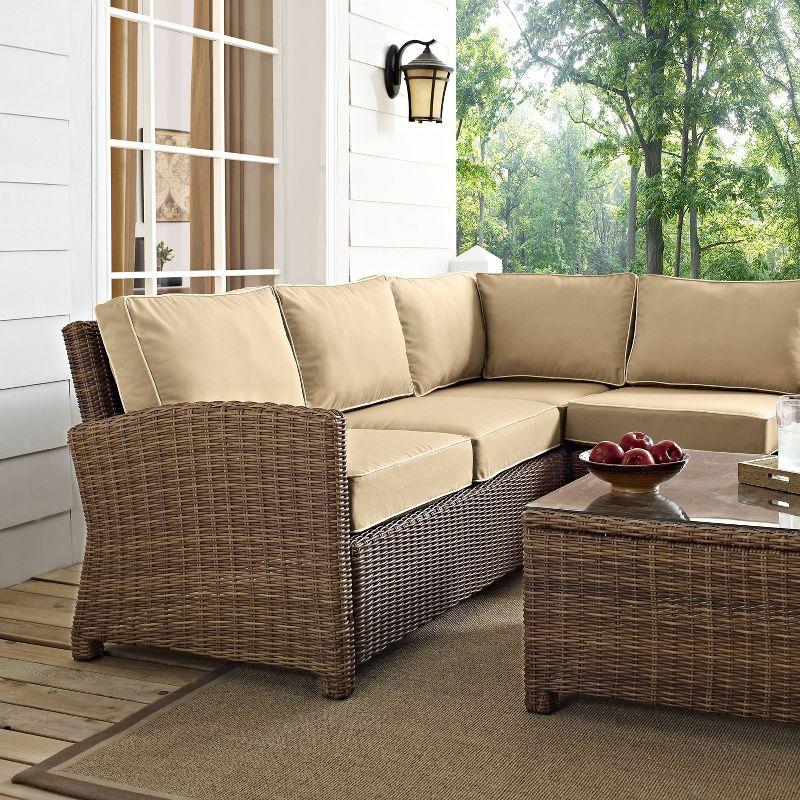 Bradenton 5pc Outdoor Wicker Sectional Set - Sand - Crosley: Steel Frame, UV-Resistant, Modular Design