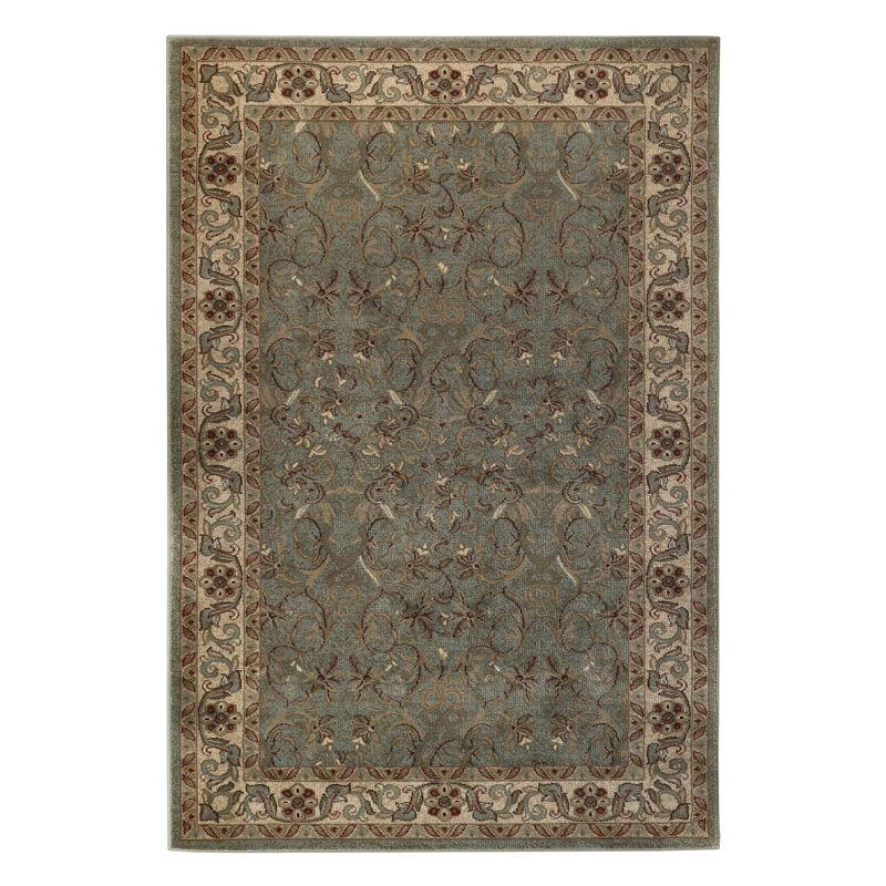 Traditional Floral Scroll Indoor Runner or Area Rug, 4'x6', Dark Green - Blue Nile Mills