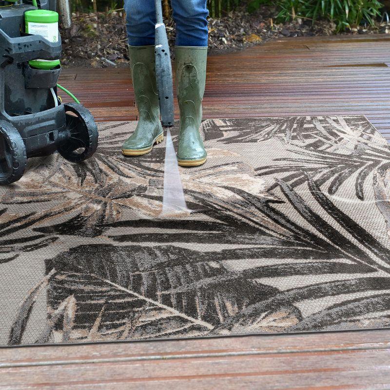 World Rug Gallery Floral Leaves Indoor/Outdoor Area Rug - Gray 7'10" x 10':  Weather-Resistant,  Low Pile,  Patio Rug