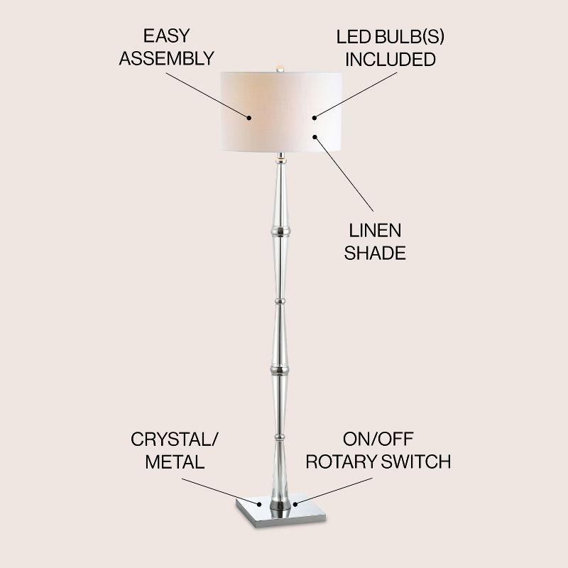 Francine 60" Crystal Chrome Floor Lamp with White Drum Shade