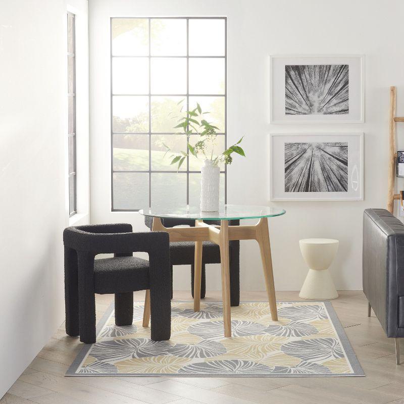 Floral Gray/Yellow Outdoor Area Rug