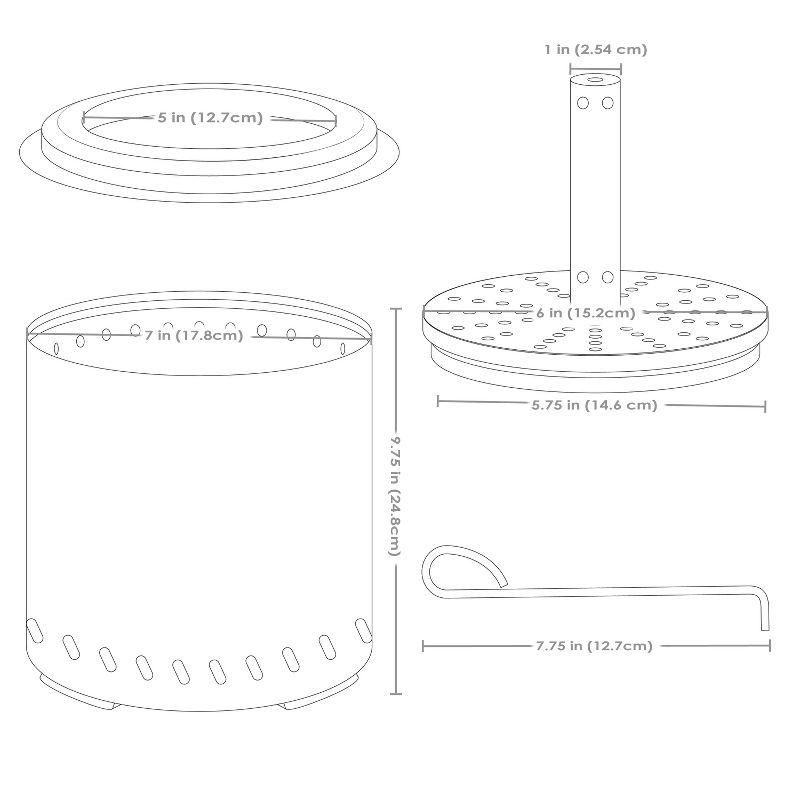 Foyer de table sans fumée Sunnydaze en acier inoxydable avec conception à triple combustion