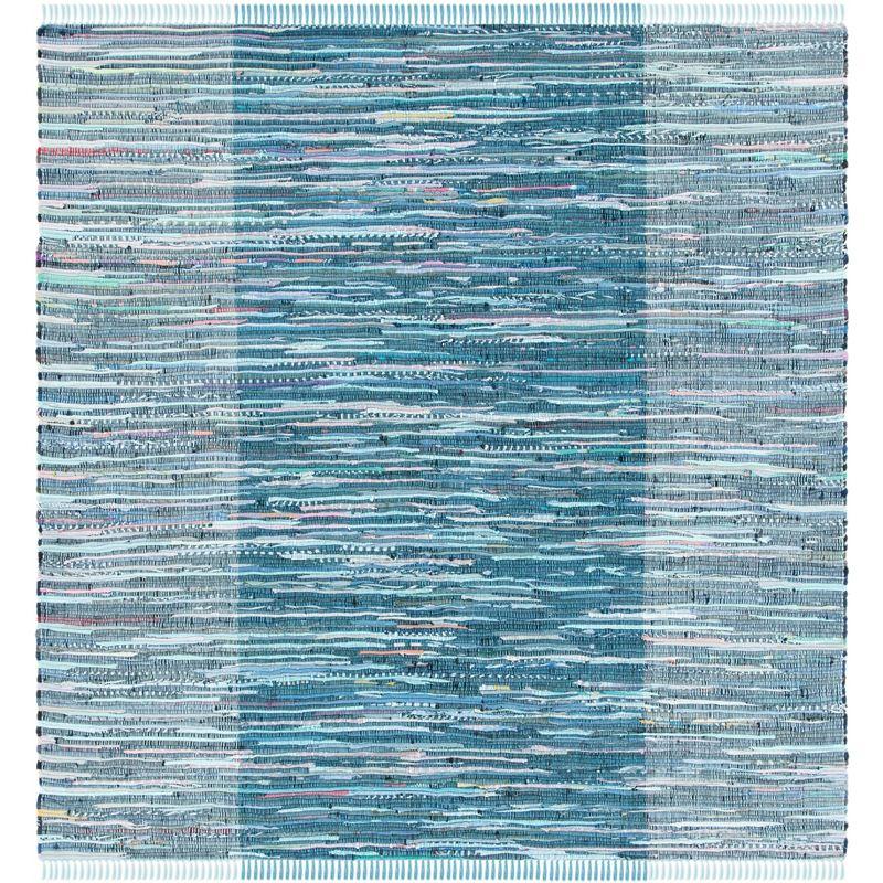 Rag Area Rug RAR122 Hand Woven Area Rug - Light Blue/Grey - 6'x6' - Safavieh.
