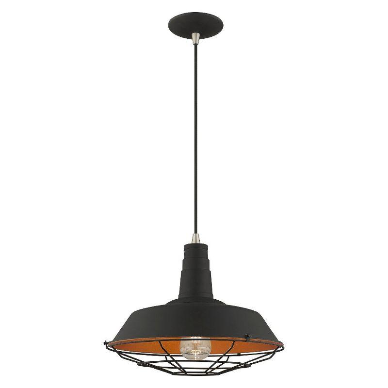 Livex Lighting Metal Shade 1 - Light Chandelier in  Black