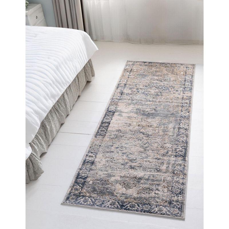 Unique Loom Portland Collection Area Rug - Canby (2'  x 8' Runner Gray/Blue)