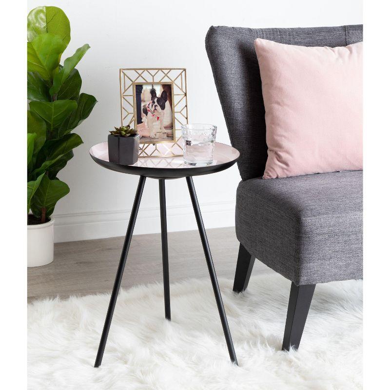 Kate and Laurel Laranya Round Metal Side Table, 15x15x22.5, Pink and Black