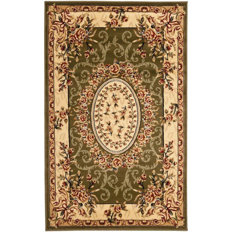 Sage and Ivory Floral Hand-Knotted Rectangular Area Rug