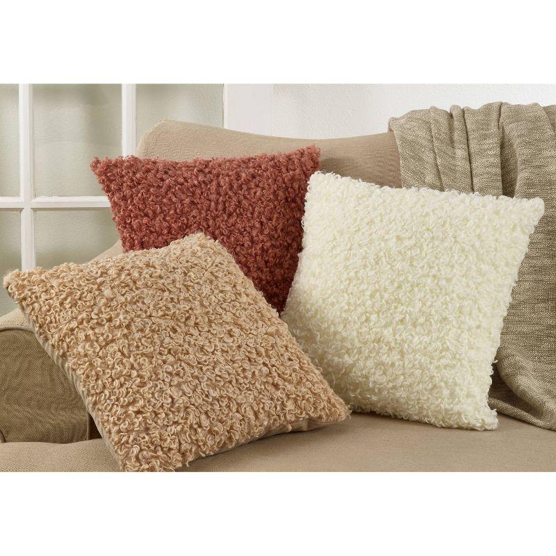 18"x18" Faux Lamb Fur Square Pillow Cover - Saro Lifestyle