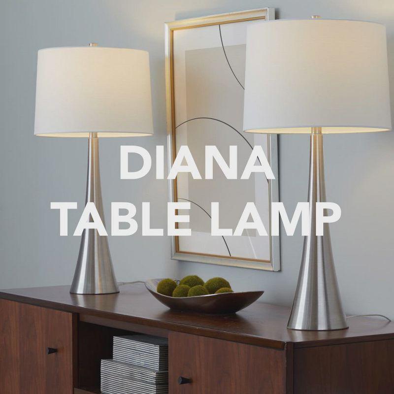 LumiSource (Set of 2) Diana 29" Contemporary Metal Table Lamps with White Linen Shade: UL Listed, Drum-Shaped