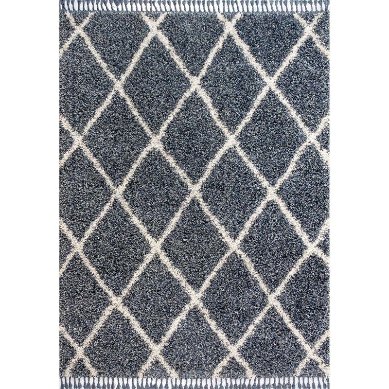 Mercer Shag Plush Tassel Moroccan Geometric Trellis Area Rug - JONATHAN Y