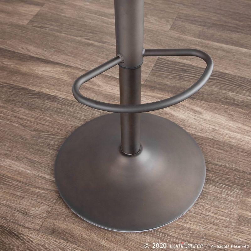 Set of 2 31.25" Duke Industrial Adjustable Height Barstools Antiqued Brown - LumiSource: Oval Back, Polyurethane Upholstery, Metal Legs