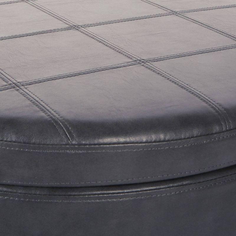 Alloway Storage Ottoman Pewter - OSP Home Furnishings: Faux Leather, Nailhead Trim, Wood Legs, Flip Tray Top