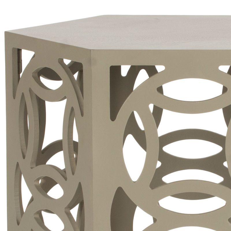 Natanya Pearl Taupe Hexagonal Wood Side Table