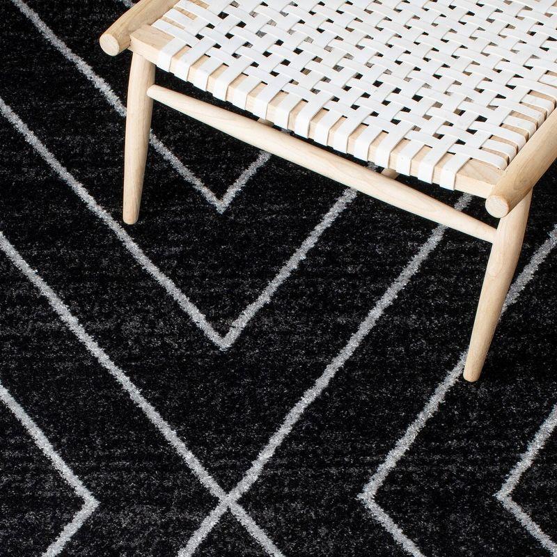 Black and Light Gray Geometric Synthetic Area Rug, 8' x 10'