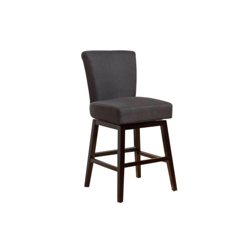 Dark Charcoal Swivel Barstool in Sleek Wood and Leather